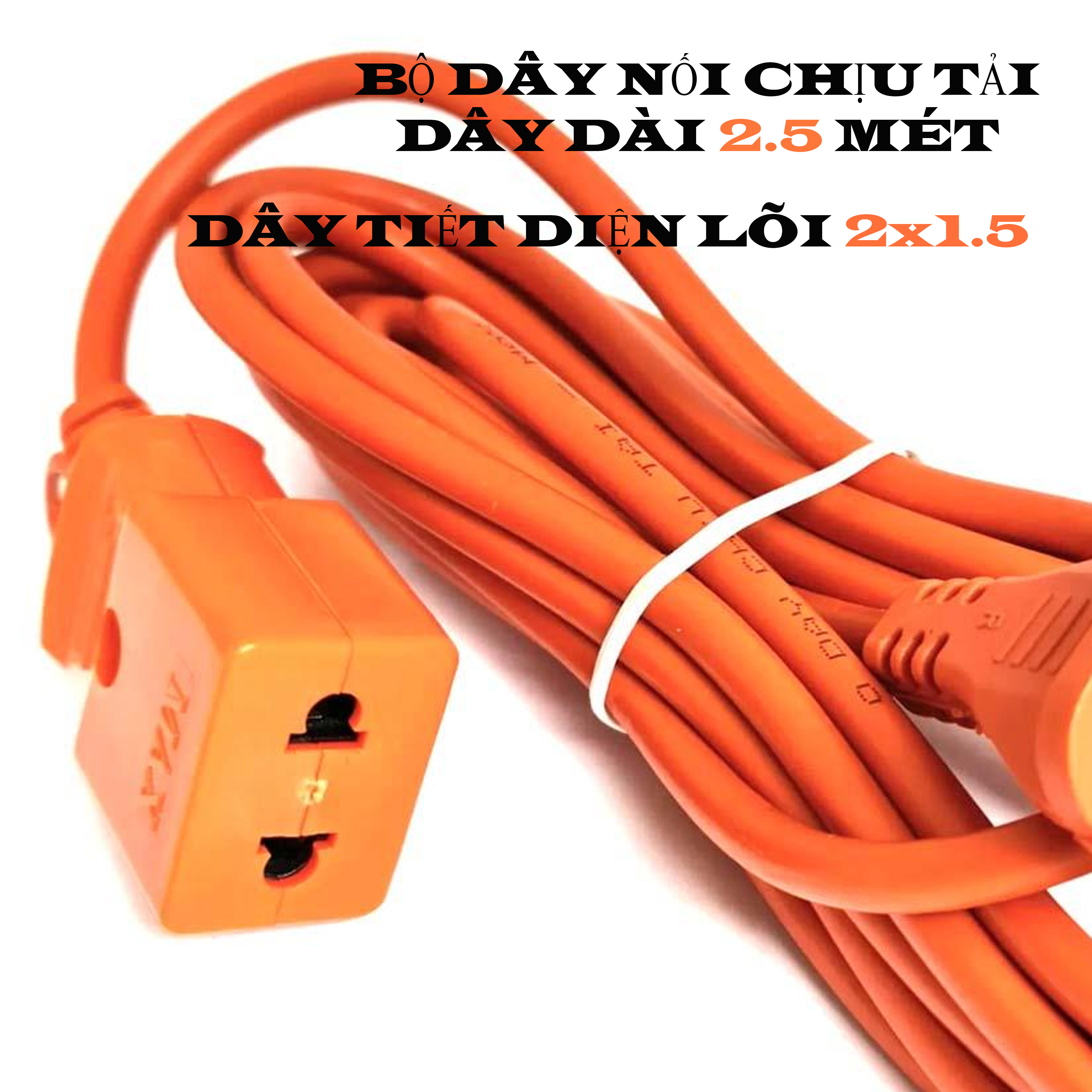 Dây Nối Điện Chịu Tải 3500 - 4500W, Đấu Sẵn Phích Cắm Đúc và Phích Nối Dài - 2 Lớp Vỏ Bọc