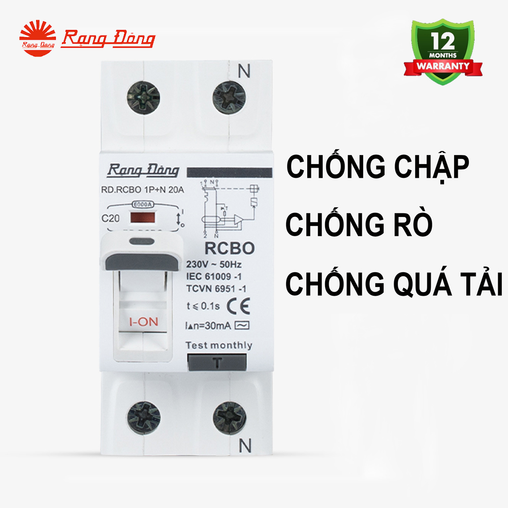 RẠNG ĐÔNG - Aptomat CB RCBO 20A 25A 32A 40A 50A 63A Chính hãng