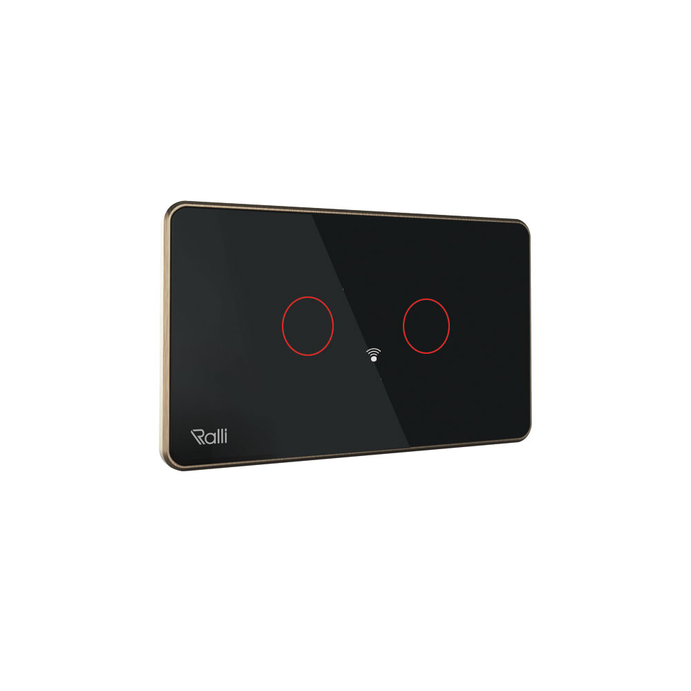 Công tắc cảm ứng thông minh wifi 2 công tắc mặt đen - Rạng Đông